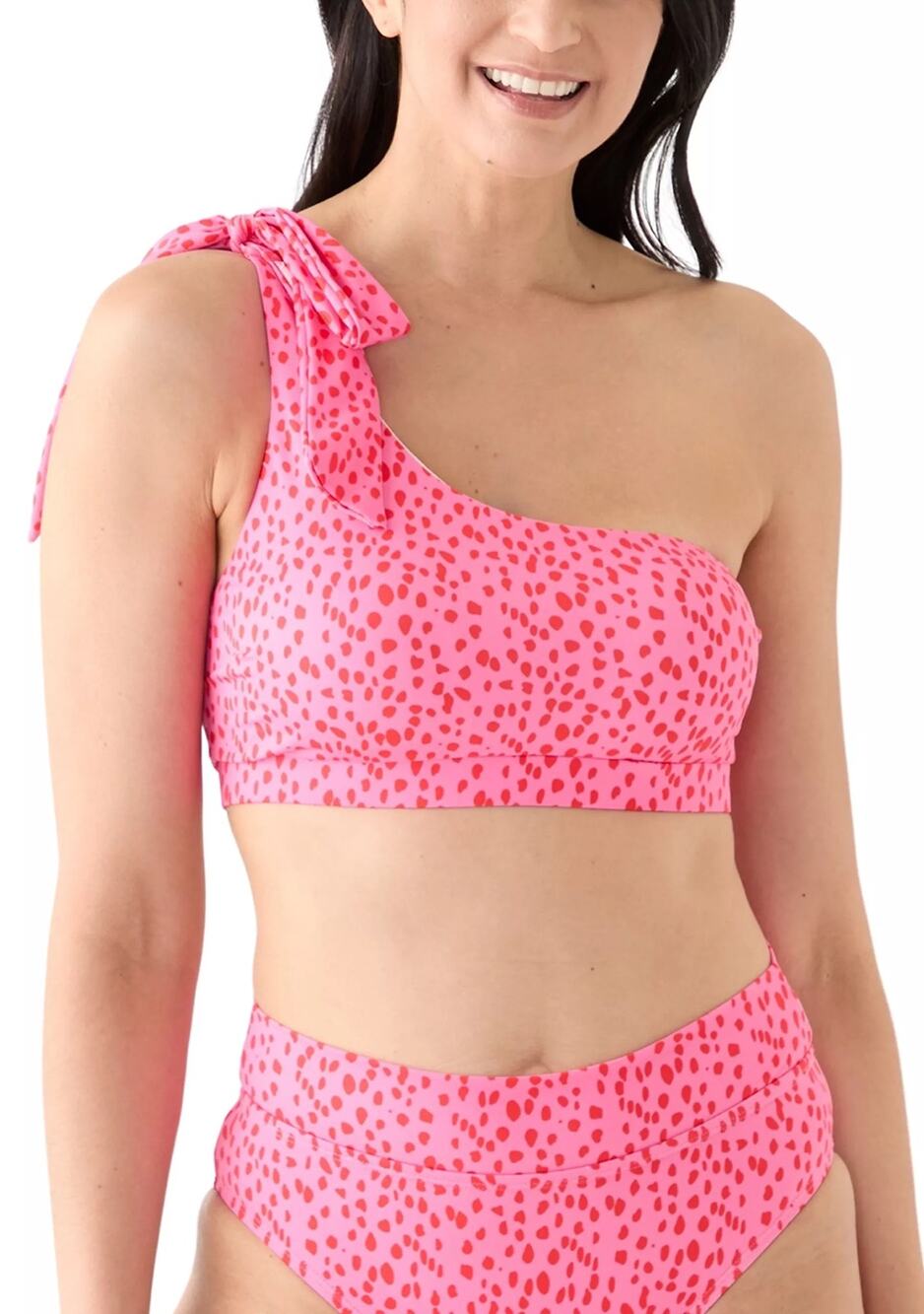 Mary Square Wild Dot One Shoulder Banded Swim set